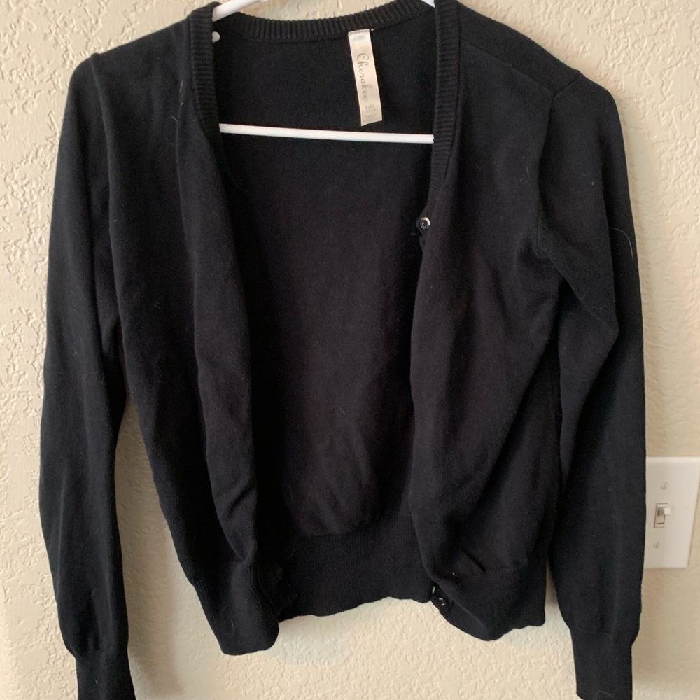 A light weight black button cover up